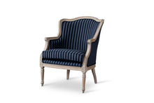 Load image into Gallery viewer, Baxton Studio Charlemagne Traditional French Black and Grey Striped Accent Chair
