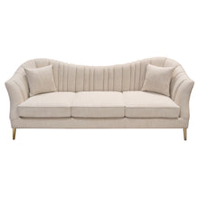 Load image into Gallery viewer, Ava Sofa in Sand Linen Fabric w/ Gold Leg by Diamond Sofa
