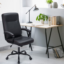 Load image into Gallery viewer, Upholstered Executive Computer Desk Chair with Ergonomic High Back-Black
