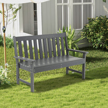 Load image into Gallery viewer, 52 Inch All-Weather HDPE Outdoor Bench with Backrest and Armrests-Gray
