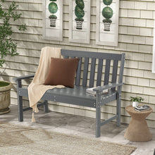 Load image into Gallery viewer, 52 Inch All-Weather HDPE Outdoor Bench with Backrest and Armrests-Gray

