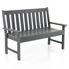 Load image into Gallery viewer, 52 Inch All-Weather HDPE Outdoor Bench with Backrest and Armrests-Gray

