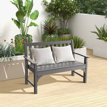 Load image into Gallery viewer, All-Weather HDPE 2-Person Garden Bench with Backrest and Armrests-Gray

