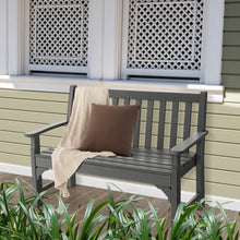 Load image into Gallery viewer, All-Weather HDPE 2-Person Garden Bench with Backrest and Armrests-Gray
