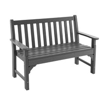 Load image into Gallery viewer, All-Weather HDPE 2-Person Garden Bench with Backrest and Armrests-Gray
