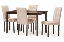 Load image into Gallery viewer, Baxton Studio Andrew Modern and Contemporary 5-Piece Beige Fabric Upholstered Grid-tufting Dining Set
