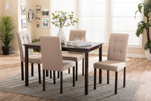 Load image into Gallery viewer, Baxton Studio Andrew Modern and Contemporary 5-Piece Beige Fabric Upholstered Grid-tufting Dining Set
