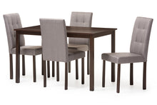 Load image into Gallery viewer, Baxton Studio Andrew Modern and Contemporary 5-Piece Grey Fabric Upholstered Grid-tufting Dining Set
