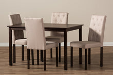 Load image into Gallery viewer, Baxton Studio Gardner Modern and Contemporary 5-Piece Dark Brown Finished Beige Fabric Upholstered Dining Set 
