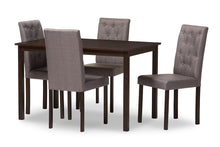 Load image into Gallery viewer, Baxton Studio Gardner Modern and Contemporary 5-Piece Dark Brown Finished Grey Fabric Upholstered Dining Set 
