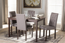 Load image into Gallery viewer, Baxton Studio Gardner Modern and Contemporary 5-Piece Dark Brown Finished Grey Fabric Upholstered Dining Set 
