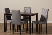 Load image into Gallery viewer, Baxton Studio Gardner Modern and Contemporary 5-Piece Dark Brown Finished Grey Fabric Upholstered Dining Set 
