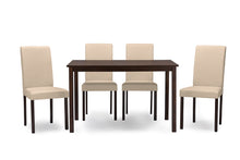 Load image into Gallery viewer, Baxton Studio Andrew Contemporary Espresso Wood Beige Fabric 5 PC Dining Set
