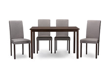 Load image into Gallery viewer, Baxton Studio Andrew Contemporary Espresso Wood Grey Fabric 5PC Dining Set
