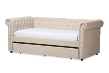 Load image into Gallery viewer, Baxton Studio Mabelle Modern and Contemporary Beige Fabric Trundle Daybed
