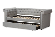 Load image into Gallery viewer, Baxton Studio Mabelle Modern and Contemporary Grey Fabric Trundle Daybed

