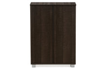 Load image into Gallery viewer, Baxton Studio Mason Modern and Contemporary Dark Brown Multipurpose Storage Cabinet Sideboard with Two Class Doors
