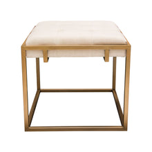 Load image into Gallery viewer, Babylon Small Accent Ottoman w/ Brushed Gold Frame &amp; Padded Seat in Sand Linen by Diamond Sofa
