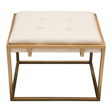 Load image into Gallery viewer, Babylon Small Accent Ottoman w/ Brushed Gold Frame &amp; Padded Seat in Sand Linen by Diamond Sofa
