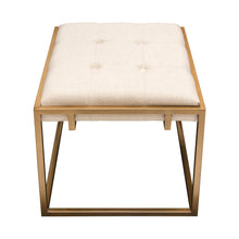 Load image into Gallery viewer, Babylon Small Accent Ottoman w/ Brushed Gold Frame &amp; Padded Seat in Sand Linen by Diamond Sofa
