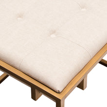 Load image into Gallery viewer, Babylon Small Accent Ottoman w/ Brushed Gold Frame &amp; Padded Seat in Sand Linen by Diamond Sofa
