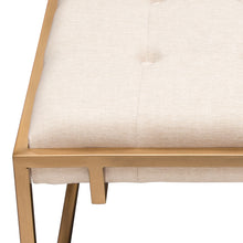 Load image into Gallery viewer, Babylon Small Accent Ottoman w/ Brushed Gold Frame &amp; Padded Seat in Sand Linen by Diamond Sofa

