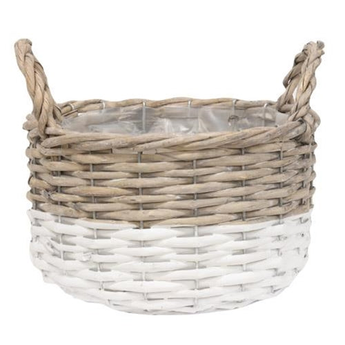 3/Set White Dipped Willow Bushel Basket Planters