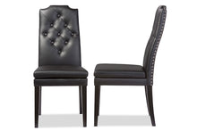 Load image into Gallery viewer, Baxton Studio Dylin Modern and Contemporary Black Faux Leather Button-Tufted Nail heads Trim Dining Chair (Set of 2)
