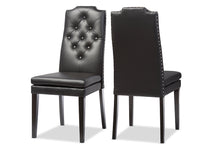 Load image into Gallery viewer, Baxton Studio Dylin Modern and Contemporary Black Faux Leather Button-Tufted Nail heads Trim Dining Chair (Set of 2)
