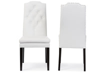 Load image into Gallery viewer, Baxton Studio Dylin Modern and Contemporary White Faux Leather Button-Tufted Nail heads Trim Dining Chair (Set of 2)
