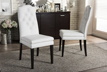 Load image into Gallery viewer, Baxton Studio Dylin Modern and Contemporary White Faux Leather Button-Tufted Nail heads Trim Dining Chair (Set of 2)
