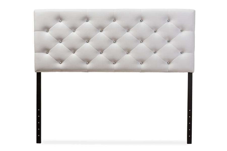 Baxton Studio Viviana Modern and Contemporary White Faux Leather Upholstered Button-tufted Full Size Headboard