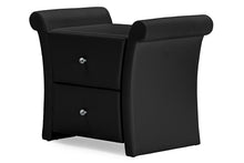 Load image into Gallery viewer, Baxton Studio Victoria Matte Black PU Leather 2 Storage Drawers Nightstand Bedside Table
