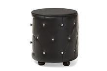 Load image into Gallery viewer, Baxton Studio Davina Hollywood Glamour Style Oval 2-drawer Black Faux Leather Upholstered Nightstand

