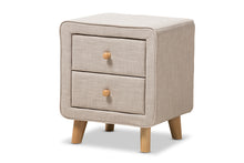 Load image into Gallery viewer, Baxton Studio Jonesy Mid-Century Beige Linen Upholstered 2-Drawer Nightstand
