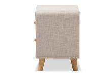 Load image into Gallery viewer, Baxton Studio Jonesy Mid-Century Beige Linen Upholstered 2-Drawer Nightstand
