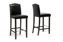 Load image into Gallery viewer, Baxton Studio Libra Black Modern Bar Stool with Nail Head Trim (Set of 2)
