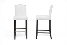 Load image into Gallery viewer, Baxton Studio Libra White Modern Bar Stool with Nail Head Trim (Set of 2)
