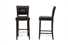 Load image into Gallery viewer, Baxton Studio Aries Dark Brown Modern Bar Stool with Nail Head Trim (Set of 2)
