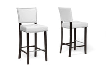 Load image into Gallery viewer, Baxton Studio Aries White Modern Bar Stool with Nail Head Trim (Set of 2)
