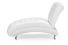Load image into Gallery viewer, Baxton Studio Pease Contemporary White Faux Leather Upholstered Crystal Button Tufted Chaise Lounge
