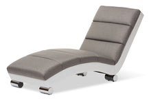 Load image into Gallery viewer, Baxton Studio Percy Modern and Contemporary Grey Fabric and White Faux Leather Upholstered Chaise Lounge
