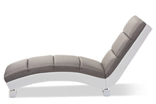 Load image into Gallery viewer, Baxton Studio Percy Modern and Contemporary Grey Fabric and White Faux Leather Upholstered Chaise Lounge
