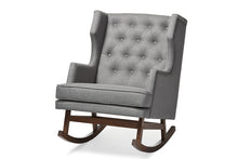 Load image into Gallery viewer, Baxton Studio Iona Mid-century Retro Modern Grey Fabric Upholstered Button-tufted Wingback Rocking Chair
