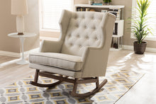 Load image into Gallery viewer, Baxton Studio Iona Mid-century Retro Modern Light Beige Fabric Upholstered Button-tufted Wingback Rocking Chair
