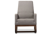 Load image into Gallery viewer, Baxton Studio Yashiya Mid-century Retro Modern Grey Fabric Upholstered Rocking Chair and Ottoman Set
