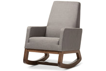 Load image into Gallery viewer, Baxton Studio Yashiya Mid-century Retro Modern Grey Fabric Upholstered Rocking Chair and Ottoman Set
