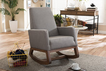 Load image into Gallery viewer, Baxton Studio Yashiya Mid-century Retro Modern Grey Fabric Upholstered Rocking Chair
