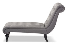 Load image into Gallery viewer, Baxton Studio Layla Mid-century Retro Modern Grey Fabric Upholstered Button-tufted Chaise Lounge
