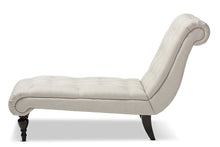 Load image into Gallery viewer, Baxton Studio Layla Mid-century Modern Light Beige Fabric Upholstered Button-tufted Chaise Lounge

